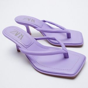 Zara leather high heeled straps sandals in Lilac